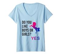 Mujer Do You Like Boys or Girls Bisexual Gay Pride Unicorn LGBT Camiseta Cuello V