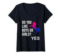 Mujer Do You Like Boys or Girls LGBT Bisexual Bi Gay Pride Unicorn Camiseta Cuello V