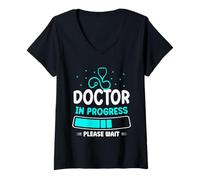 Mujer Doctor En Curso Espere por Favor Estudiante De Medicina Camiseta Cuello V