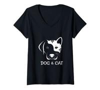 Mujer Dog & Cat - Amigos de perros y gatos Camiseta Cuello V