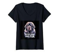 Mujer Dog de Terranova Diciendo "Mis mejores amigos lo han hecho" Camiseta Cuello V