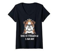 Mujer Dog is Friendly i Am Not Dog Mom Dog Lover Animal Lover Camiseta Cuello V