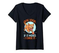 Mujer DOG LOGIC IF IT MOVES, I CHASE IT Camiseta Cuello V