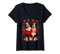 Mujer Dog Lovers Border Collie Couple in Love Camiseta Cuello V
