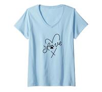 Mujer Dog Lover's Minimalist Doodle, Heart Dog Paw, I Love My Dogs Camiseta Cuello V