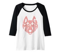 Mujer Dog Mama con forma de corazón retro, bonita cara de perro, dueña de una mascota Camiseta Manga Raglan