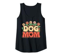 Mujer Dog Mom Retro Floral Paw Print Cute Mother Day Dog Flowers Camiseta sin Mangas