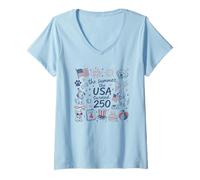 Mujer Dogs 250 Years Anniversary USA Dog Lover Camiseta Cuello V