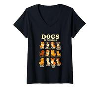 Mujer Dogs of The World Camiseta Razas de Perros Diseño Bonito Camiseta Cuello V
