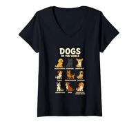 Mujer Dogs of The World Camiseta Razas de Perros Diseño Bonito Camiseta Cuello V