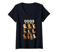Mujer Dogs of The World Camiseta Razas de Perros Diseño Bonito Camiseta Cuello V