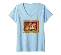 Mujer Dogs Playing Poker Public Domain Art TPA Funny Camiseta Cuello V