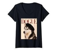 Mujer Dogue - Husky Siberiano Mamá Husky Amante Perro Papá Camiseta Cuello V