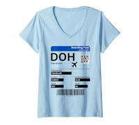 Mujer Doha Doh Design Katar Aeropuerto del Aeropuerto Camiseta Cuello V