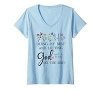 Mujer Doing My Best & Letting God Do The Rest Quote God Has a Plan Camiseta Cuello V