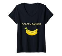 Mujer Dolce And Banana Tshirt, Funny Cute Graphic Design Banana Camiseta Cuello V