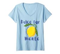 Mujer Dolce far niente la dolce vita limón italiano Camiseta Cuello V