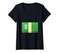 Mujer Dollar Banknote Dollar Bill Disfraz de dólar Americano Camiseta Cuello V