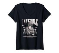 Mujer Dolor Invisible - Declaración de Ropa Urbana Camiseta Cuello V