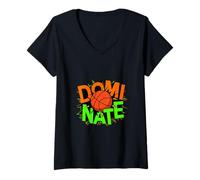 Mujer Dominar Baloncesto Arte Retro Abstracto Energía Domi-Nate Camiseta Cuello V