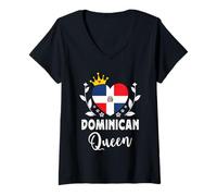 Mujer Dominican Queen Dominican Republic Flag Dominican Woman Camiseta Cuello V