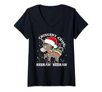 Mujer Dominick El Burro Chingedy Ching Burro de Navidad Italiano Camiseta Cuello V