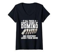 Mujer Dominoe Juego Jugador Entusiasta Juego Simple Dominó Camiseta Cuello V