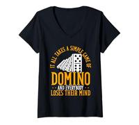 Mujer Dominoe Juego Jugador Entusiasta Juego Simple Dominó Camiseta Cuello V