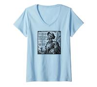 Mujer Don Quijote El Sueño Imposible Xilografiado Negro Print Camiseta Cuello V