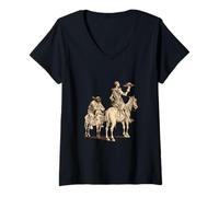 Mujer Don Quijote y Sancho Panza Camiseta Cuello V