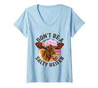 Mujer Don’t Be A Salty Heifer | Funny Cow Farm Humor Vintage tee Camiseta Cuello V