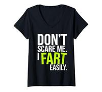 Mujer Don’t Scare Me I Fart Easily Funny Humor Quote Camiseta Cuello V