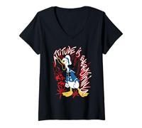 Mujer Donald Duck Attitude Is Everything Camiseta Cuello V