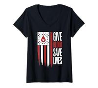 Mujer Donante De Sangre Give Blood Save Lives Camiseta Cuello V