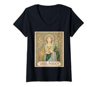 Mujer Doncella del Grial - King Arthur Folklore Mitología Británica Camiseta Cuello V