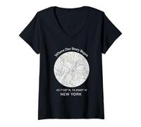 Mujer Donde comenzó Nuestra Historia - Diseño de Mapa de la Ciudad de Nueva York Camiseta Cuello V
