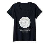 Mujer Donde comenzó Nuestra Historia - Mapa de la Ciudad de Nueva York Camiseta Cuello V