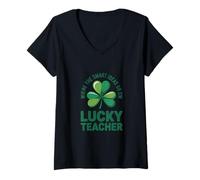 Mujer Donde Las Ideas Inteligentes Crecen Afortunado Maestro Camiseta Cuello V