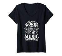 Mujer Donde Las Palabras fallan La música Habla - Músicos Maestros de música Camiseta Cuello V