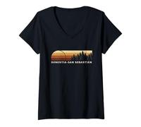 Mujer Donostia-San Sebastián, España Evergreen Vintage Sunset Camiseta Cuello V