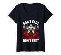 Mujer Don't Fart Weightlifting Humor Camiseta Cuello V