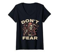 Mujer Don't Fear The Reefer Halloween Grim Reaper es divertido Camiseta Cuello V
