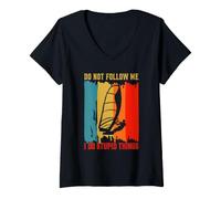 Mujer Don't Follow Me I Do Stupid Things Retro Windsurf Camiseta Cuello V