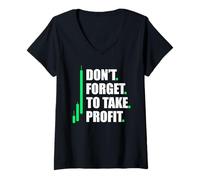 Mujer Don't Forget to Take Profit comerciante acciones Mercado de valores Bolsa Camiseta Cuello V