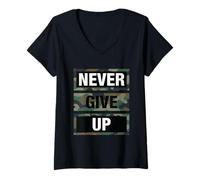 Mujer Don't Give Up Illustration Quotes Novelty Graphic Designs Camiseta Cuello V