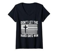 Mujer Don't Let The Hard Days Win - Bandera motivacional vintage de Estados Unidos Camiseta Cuello V