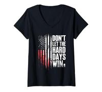 Mujer Don't Let The Hard Days Win - Cita inspiradora Motivacional Camiseta Cuello V