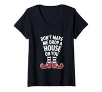 Mujer Don't Make Me Drop A House On You Funny Halloween Costume Camiseta Cuello V