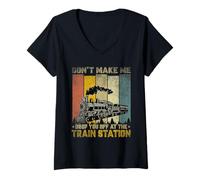 Mujer Don't Make Me Drop Lovers Travel Station Railroad Camiseta Cuello V