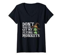 Mujer Don't Make Me Get My Flying Monkeys - Bruja de Halloween Mom Camiseta Cuello V